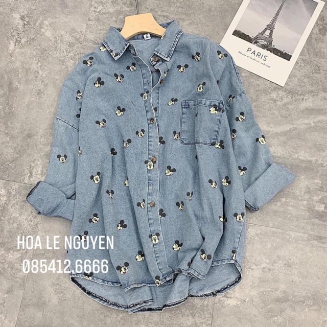 Áo sơ mi bò mickey