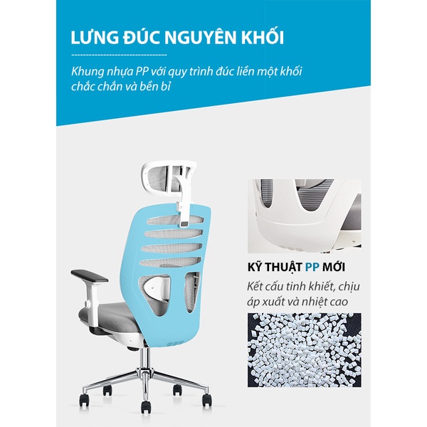 Ghế công thái học Nghia Furniture Ergonomic Tech-H bảo vệ cột sống