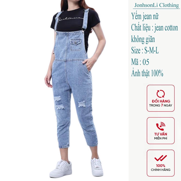 Yếm jean dài nữ JL JohnsonLi – yếm bò ulzzang phong cách hàn quốc J04