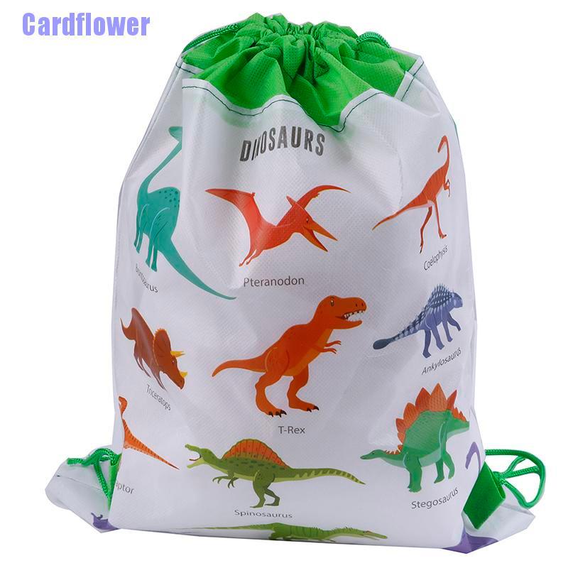 Cardflower  Dinosaur Gift Bag Non-woven Bag Backpack Kids Travel School Drawstring Bags
