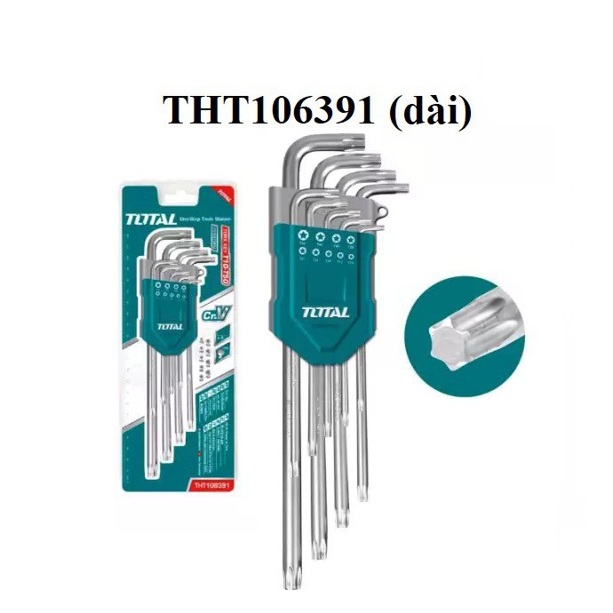 Bộ lục giác 9 cái hai đầu ( Đầu Bông - Đầu Bông) TOTAL ( THT106391 THT106392 ) INGCO ( HHK13091 HHK13092 )