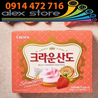 Hộp 161 Gam Bánh quy Sando Vị Dâu Tây Hàn Quốc Crown ( 23g x 7 cái)
