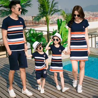 Set áo gia đình - áo váy thun ngắn tay không cổ cao cấp AG11 (có ảnh thật)