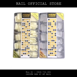 Móng úp tay hsm nhám sẵn chính hãng phom vuông , hộp 500 móng đủ size từ 0 - 9