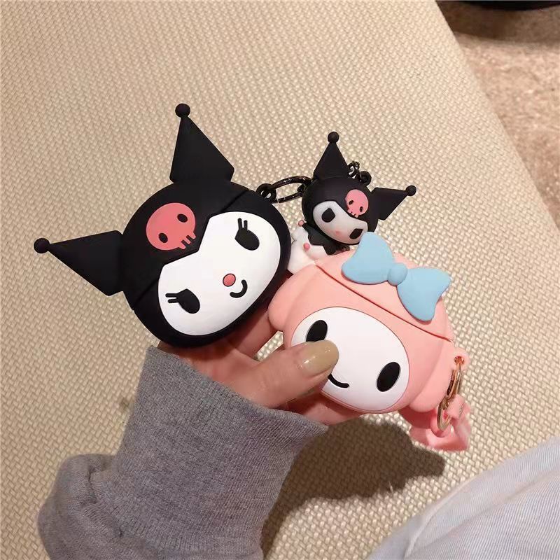 Vỏ Bảo Vệ Hộp Sạc Tai Nghe Bluetooth Bằng Silicon PC Cứng Hình Sanrio Kuromi Cho AirPods 1 2 3 Pro