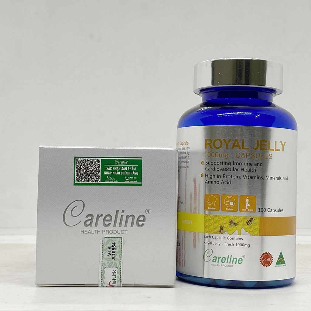 Sữa ong chúa Úc Careline Royal Jelly 1000mg hộp 100 viên - Cải thiện sức khỏe, giữ lại tuổi thanh xuân