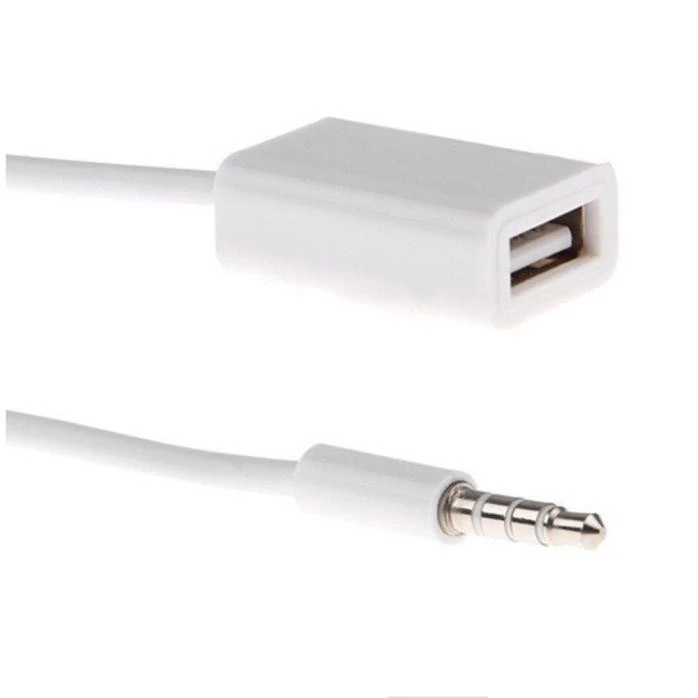 Dây Cáp Chuyển Đổi Cổng Aux Sang Cổng USB 3.5mm MP3 Màu Trắng Dành Cho Xe Hơi
