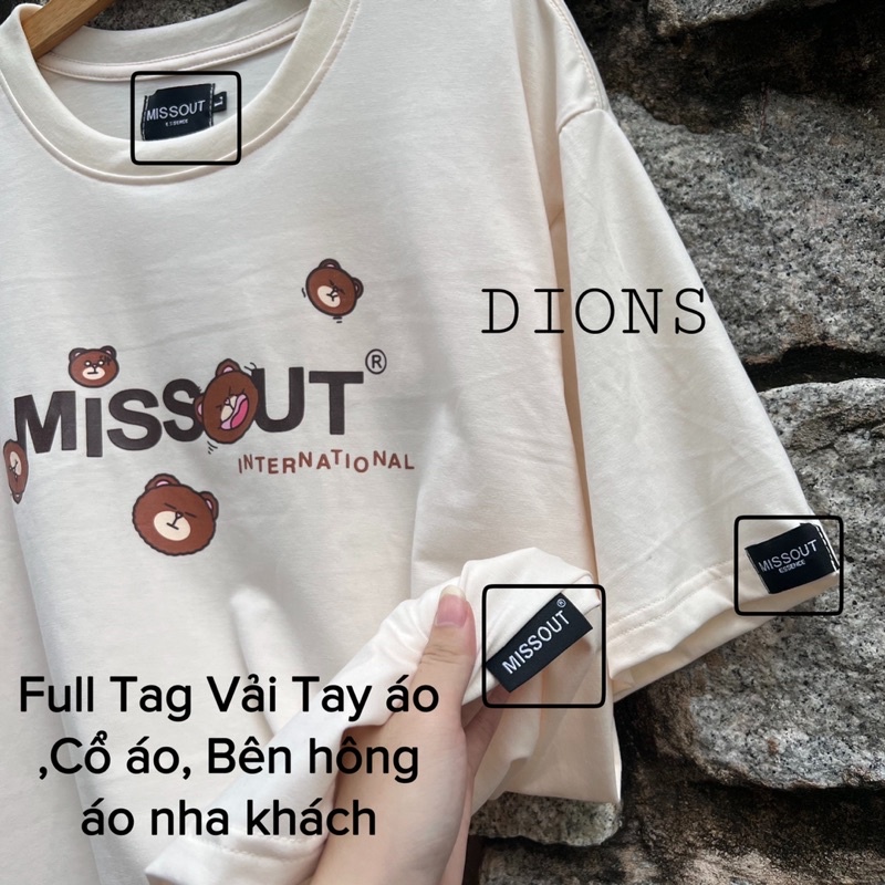 Áo Thun BEARMOJI MISSOUT Full Tag Vải Hãng 2 Màu Unisex Nam Nữ Kèm Video DIONS áo thun tay lỡ form rộng nam nữ missouts