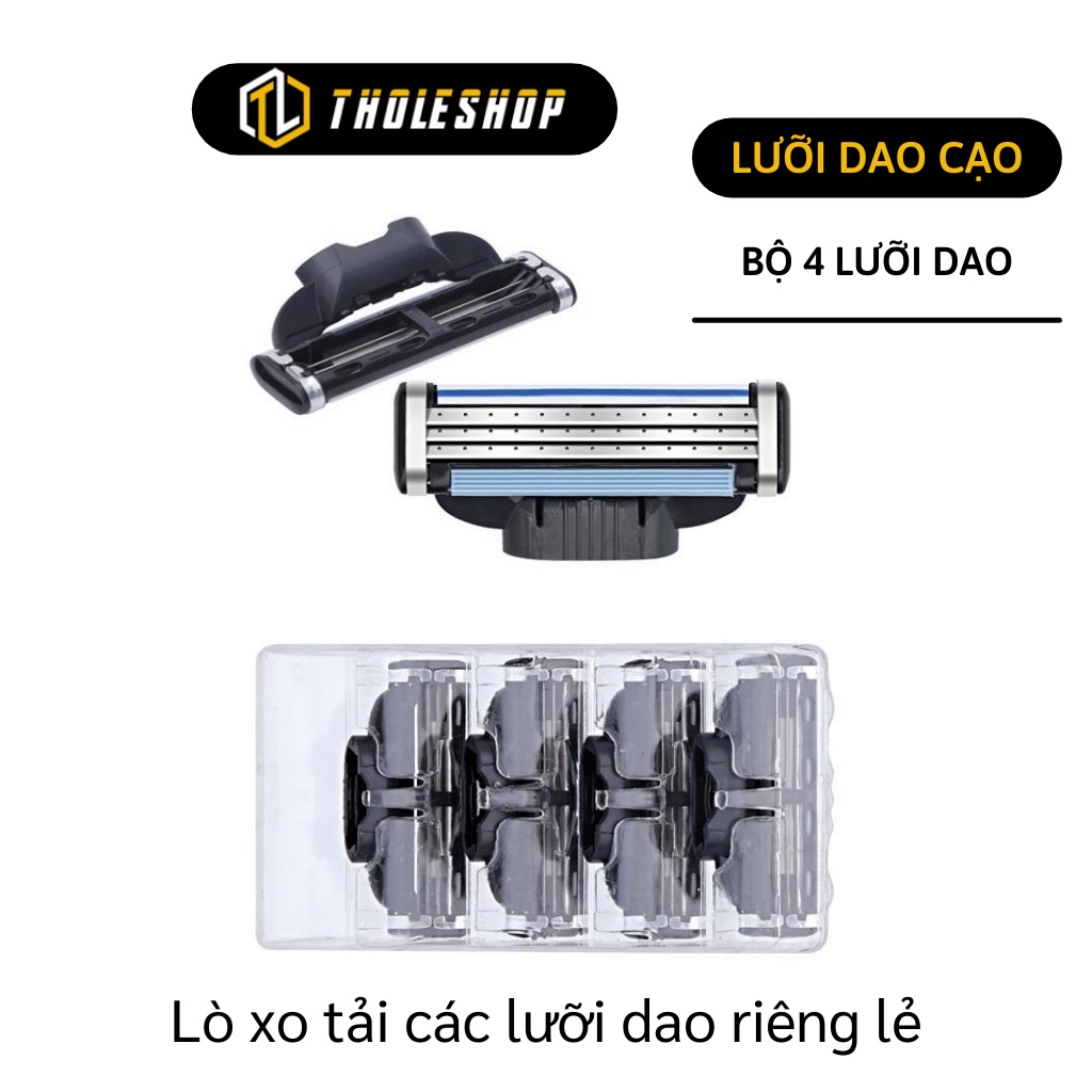 Bộ 4 Lưỡi Dao Cạo - Bộ Lưỡi Dao Cạo Râu 3 Lớp Cho Nam, Làm Sạch Nhanh Chóng 7375