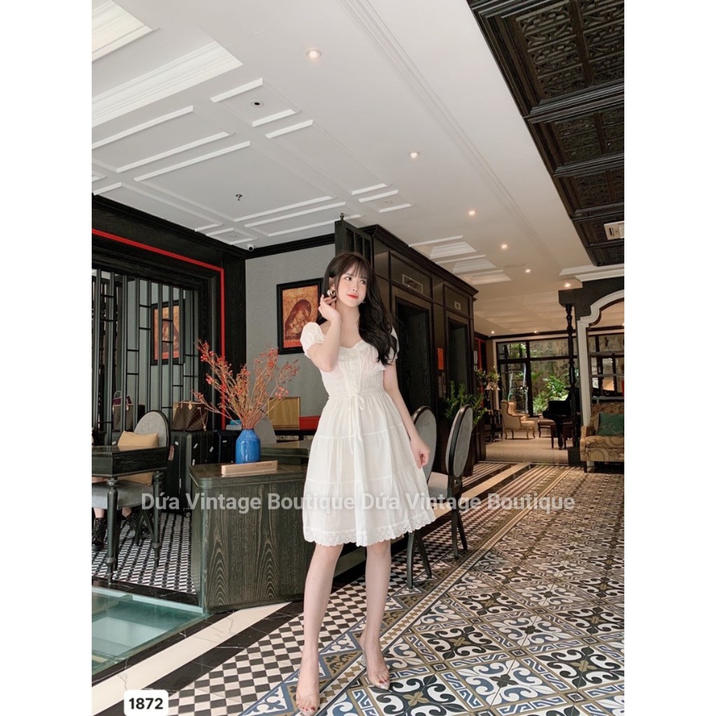 Váy babydoll trắng cúc ngực - 1872 | BigBuy360 - bigbuy360.vn