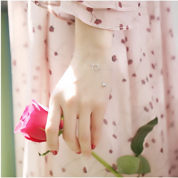 Vòng tay free size mèo con và chuông nhỏ đáng yêu VTAY07