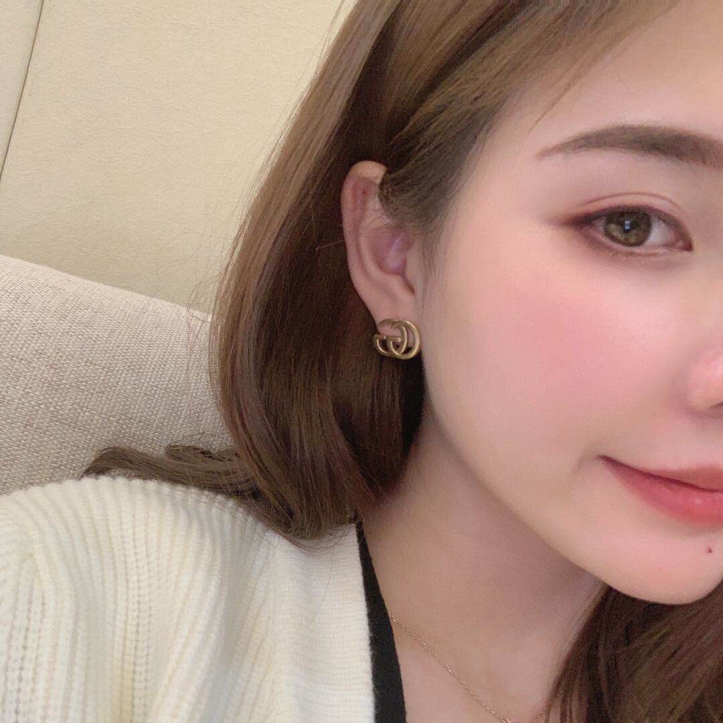 Bông Tai Gucci Mạ Bạc 925 Hình GG Đơn Giản Sáng Tạo Thời Trang Cho Nữ