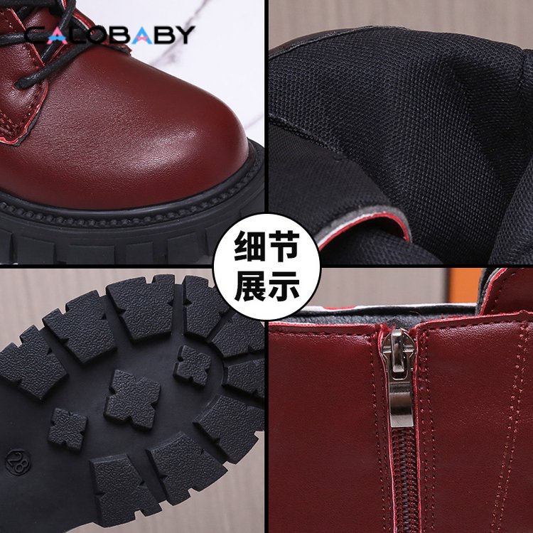 Giày Bốt Da Cao Su Tổng Hợp Cổ Thấp Phối Khóa Kéo Thời Trang Xuân Thu HZ0H Cho Bé Gái