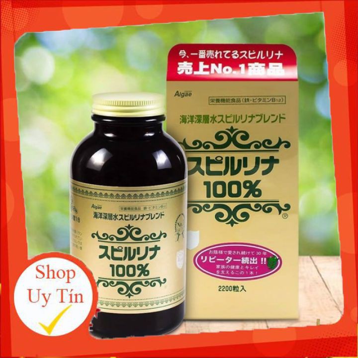 [ CHÍNH HÃNG] Tảo Xoắn Spirulina Nhật Bản Hộp 2200 Viên - tem đỏ