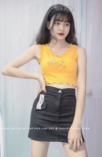 Set áo croptop thuê phối cv túi nắp
