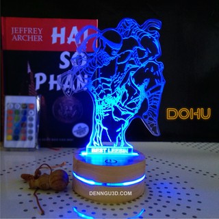 Đèn Ngủ 3D [Độc Lạ] Khắc Hình LEESIN Quyền Thái 16 Màu Kèm Điều Khiển, Cáp Sạc (Có Video Quá Trình Sản Xuất)