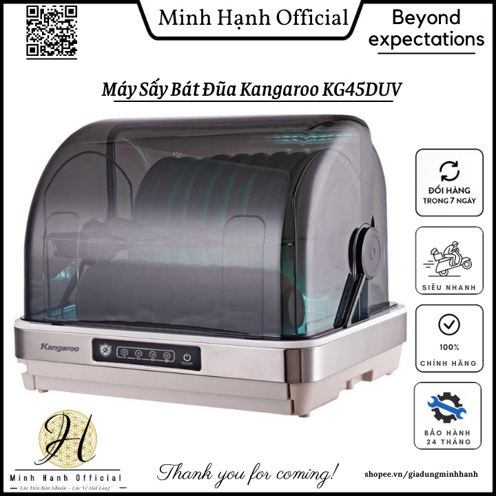 Máy Sấy Bát Đũa KANGAROO KG45DUV Máy Sấy Khô Kết Hợp Tia UV Giúp Diệt Sạch Vi Khuẩn Trên Bát , Đĩa , Đũa , Thìa ,Dao v.v