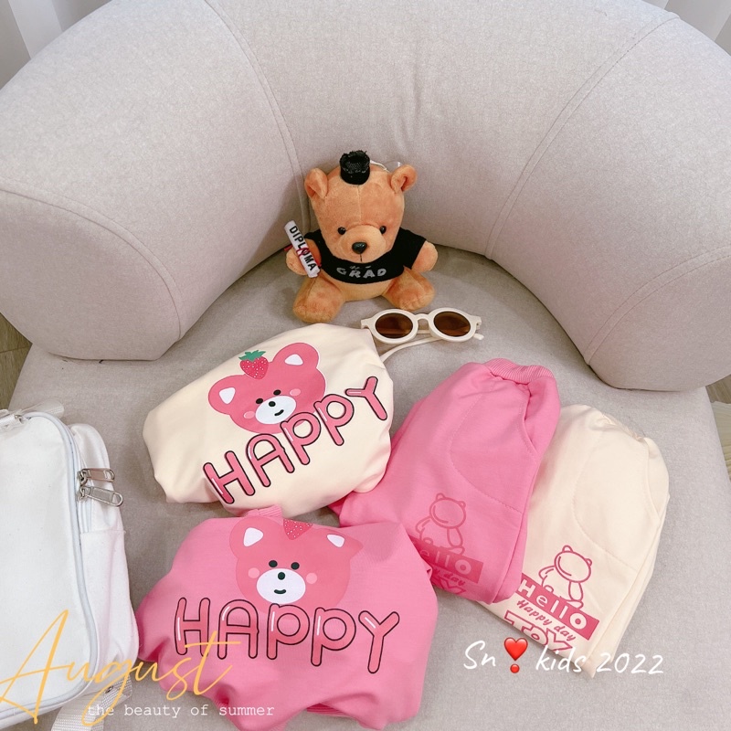 Bộ gấu HAPPY vui vẻ cực xinh yêu cho bé gái - BGHP