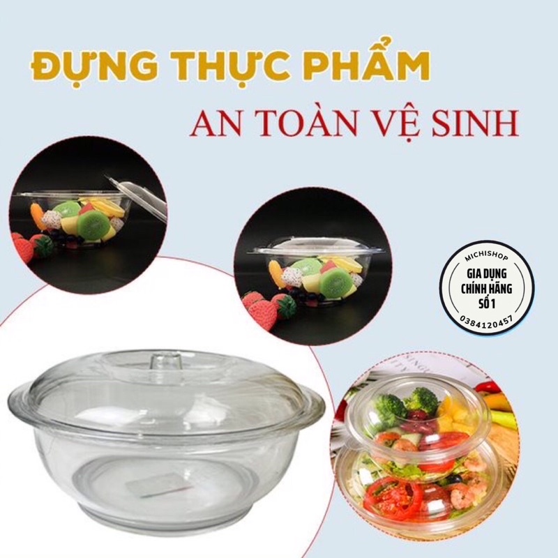 Tô cơm, Bát đựng canh, Đựng thực phẩm Có Nắp Đậy Nhựa Phíp Trong Suốt Chịu Nhiệt Tốt - Âu Phíp Tròn Trong Suốt Có Nắp