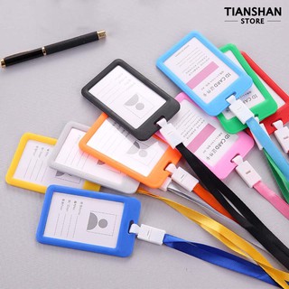 Student supplies In stock Portable Double Sided ID Card Holder Name Tags with Lanyard 