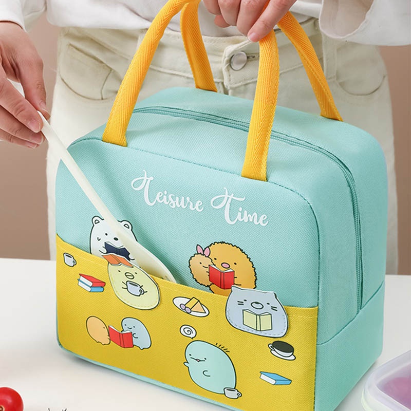 Túi Đựng Hộp Cơm Trưa Lót Giấy Nhôm Giữ Nhiệt Họa Tiết Hoạt Hình Dễ Thương