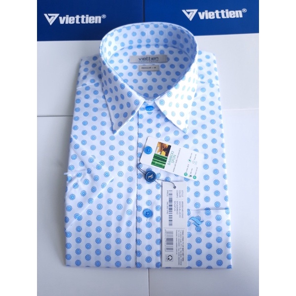 Áo vạt ngang việt tiến - chấm xanh