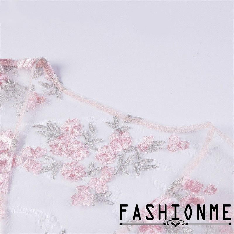 Ღ𝓂ℰSexy Women Deep-V Long Sleeve Blouse See-through Hollow Out Crop Tops Shirt