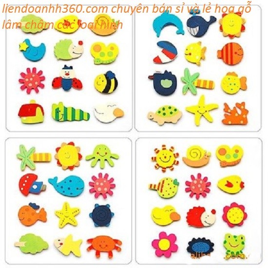 Bộ 12 chi tiết gỗ nam châm hít tủ lạnh