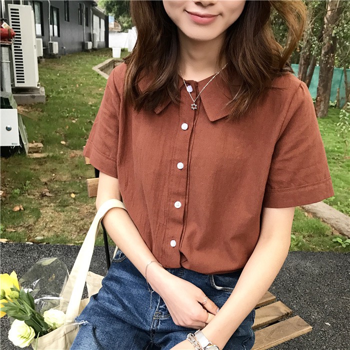 [Hàng có sẵn-Video thật] Áo kiểu, áo sơ mi nữ ngắn tay Ulzzang Quảng Châu AS23HH