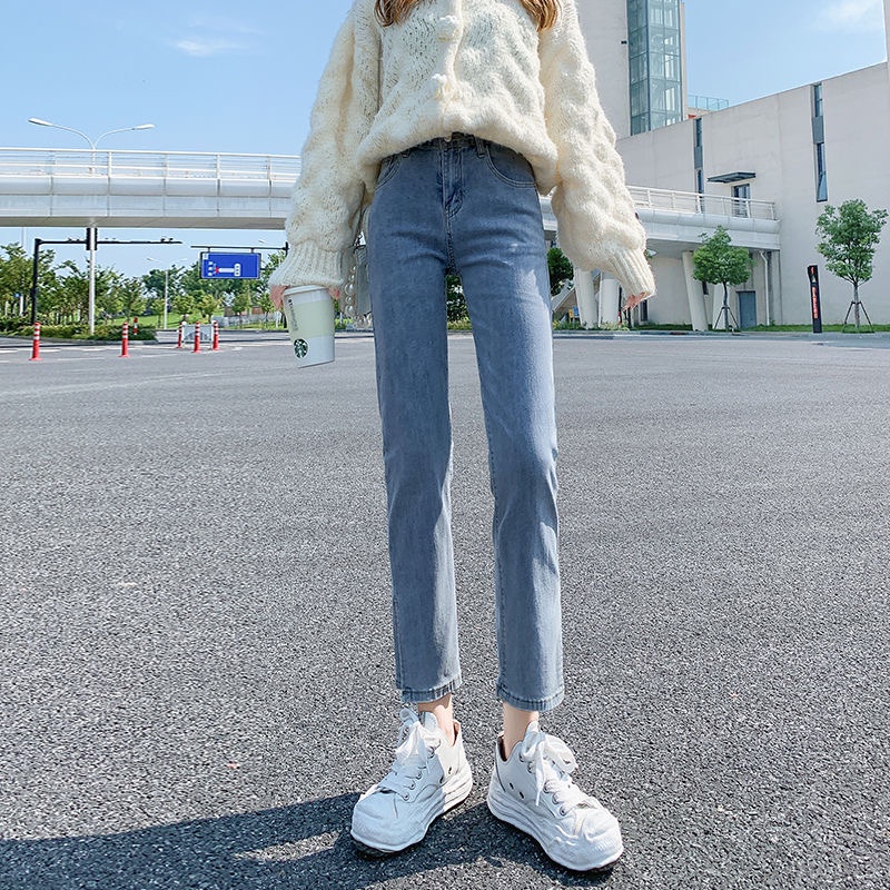 Quần Jeans Nữ Lưng Cao Ống Rộng Thời Trang Hàn Quốc