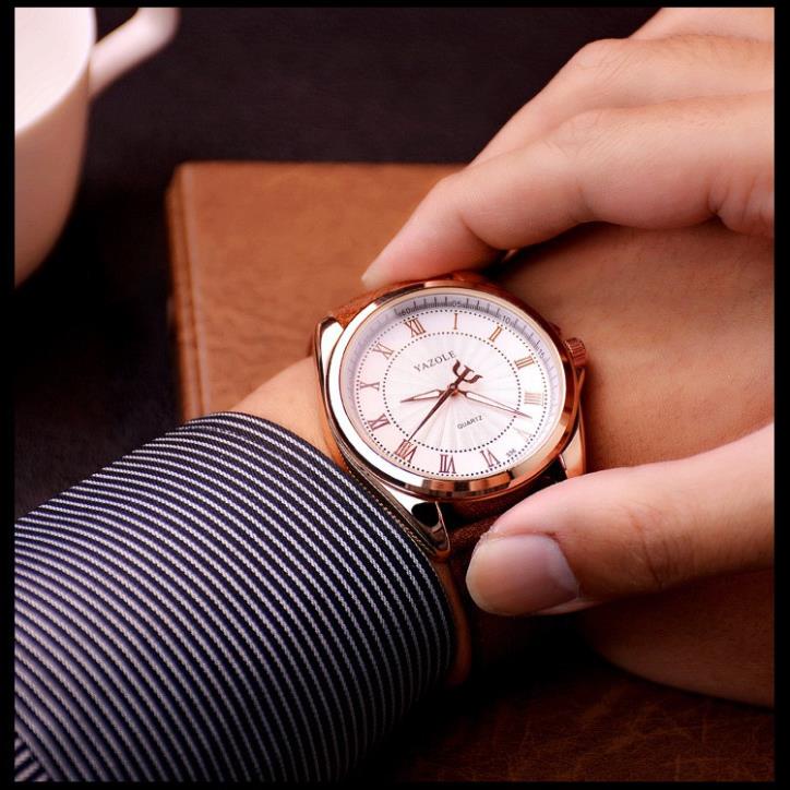 Đồng hồ nam Yazole 336 dây da thời trang cực chất (Vỏ bạc) . | BigBuy360 - bigbuy360.vn