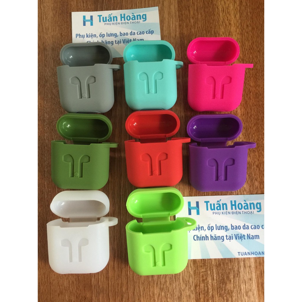 Ốp silicon Airpod/Airpods bảo vệ tai nghe Apple + móc cheo