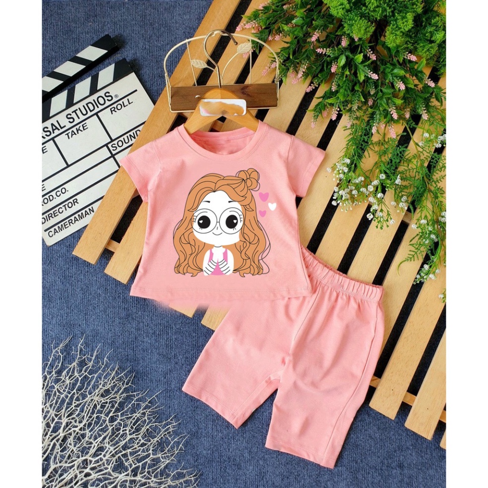 ( Khuyến mãi ) Comcbo 3 Bộ bé gái hình cô bé gái đeo mắt kinh tóc vàng cho bé từ 6-28kg .BDBG52. .