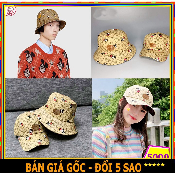 ❤️ SÉT 2 NÓN KẾT + VÀNH ❤️ COMBO MŨ BÁNH BÈO CHUỘT MICKY VÀ LƯỠI TRAI NAM NỮ MÀU VÀNG VẢI MỀM