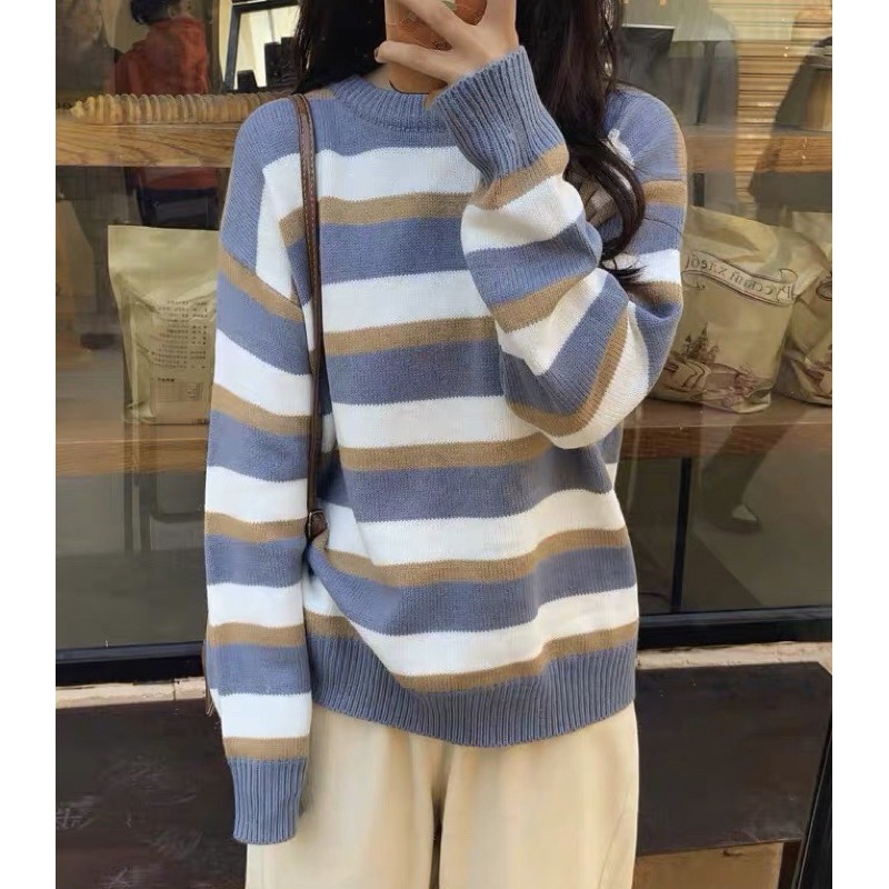 [Hàng order] Áo len kẻ nhiều màu ( kèm ảnh thật) Sẵn màu 4 | BigBuy360 - bigbuy360.vn