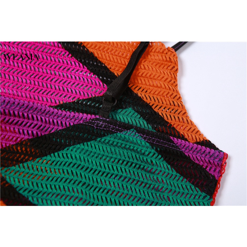 Đầm Ôm Dáng Hở Lưng Phối Lưới In Họa Tiết Quyến Rũ Cho Nữ