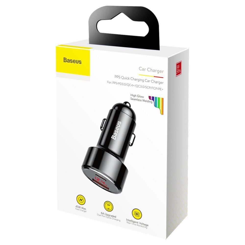 Tẩu sạc nhanh 45W trên ô tô Baseus CCMLC20C  QC 4.0 3.0, Bộ sạc trên ô tô USB Sạc nhanh cho iPhone 12 11 Xiaomi Samsung | BigBuy360 - bigbuy360.vn