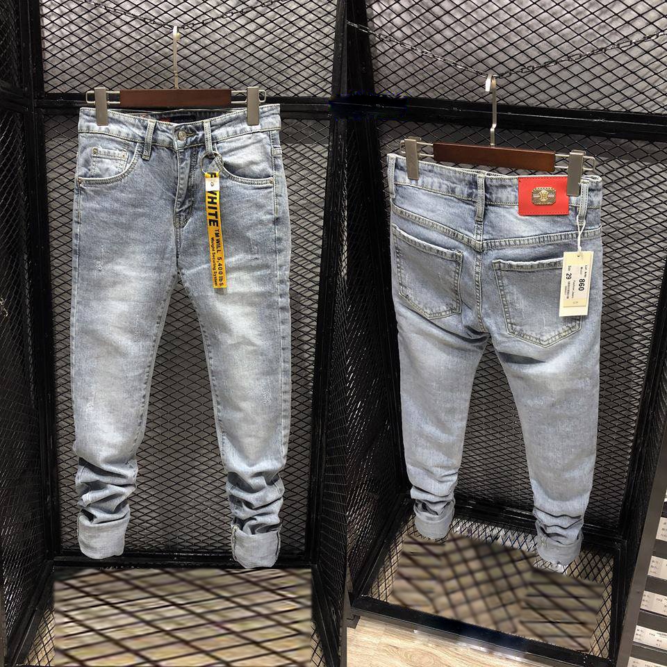 Quần Jeans Hàn Quốc Quần Bò Nam Màu Xám Trơn Dáng Ôm Đẹp