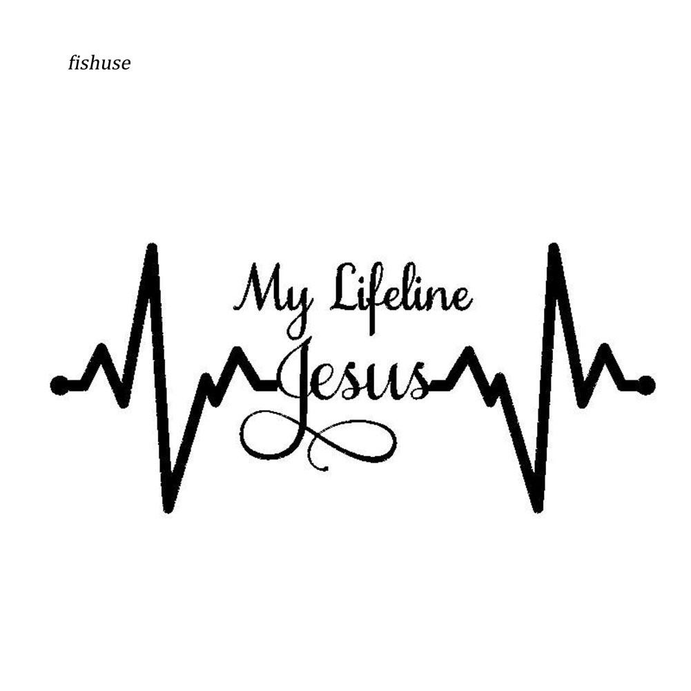 Miếng Dán Trang Trí Xe Hơi In Chữ Jesus Graph Christian Dễ Thương