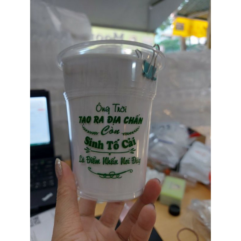 Combo 50 ly nhựa PP đáy bằng 360ml kèm nắp fi 95