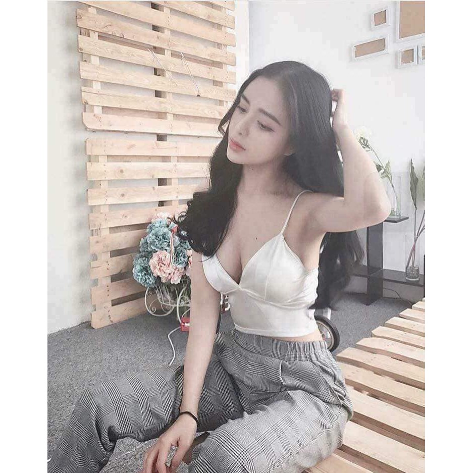 Áo lót lụa mềm, min, sexy quyến rũ cổ V - H64