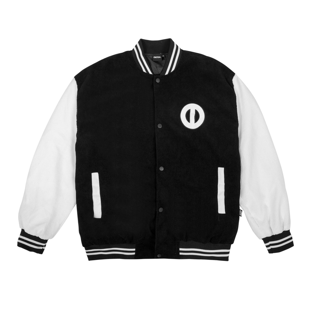 Áo Khoác Varsity Jacket Corduroy màu đen bomber bóng chày basic nam nữ form rộng Local Brand ONTOP