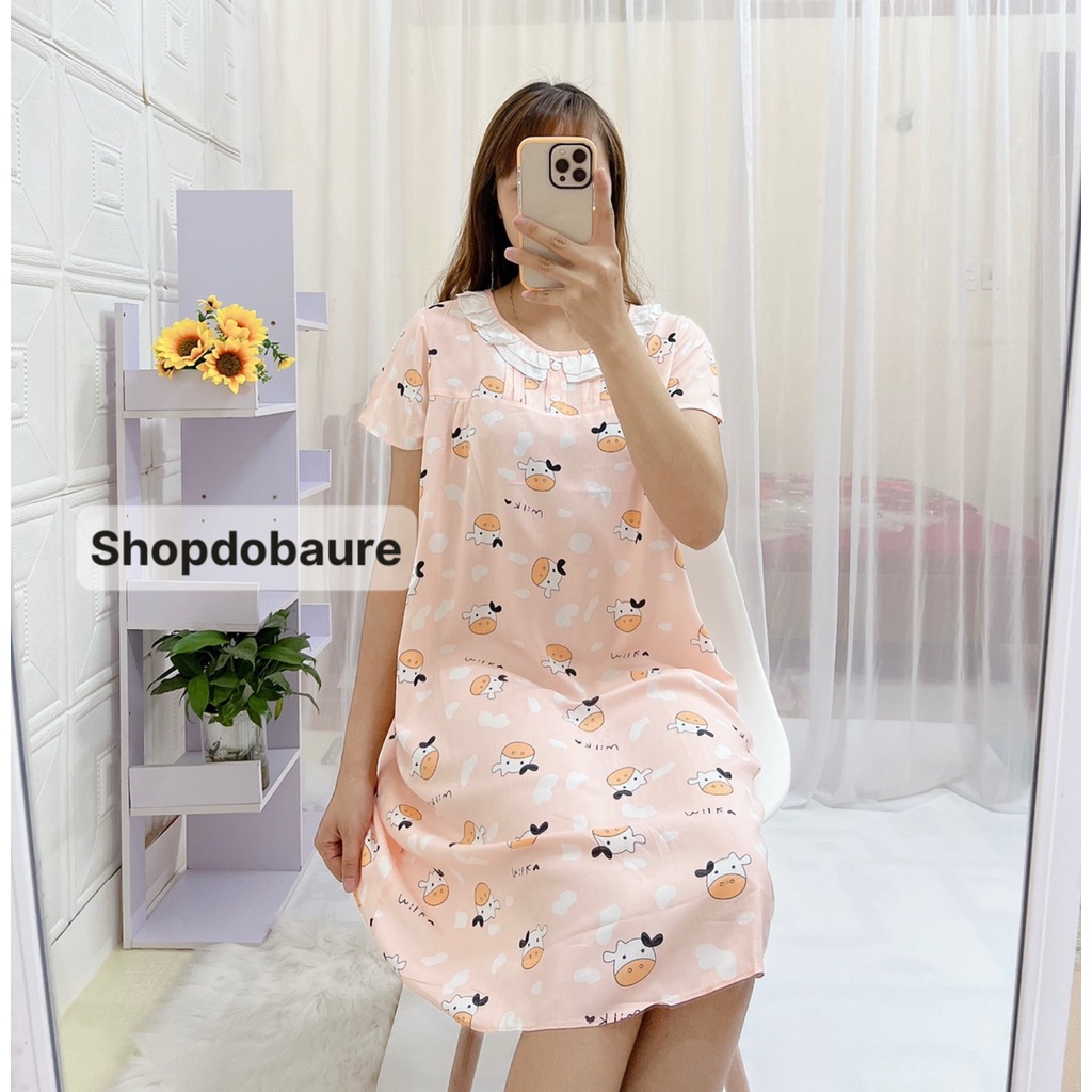 Váy lanh bầu cộc tay mặc nhà MÙA HÈ MỀM MÁT - (V16)