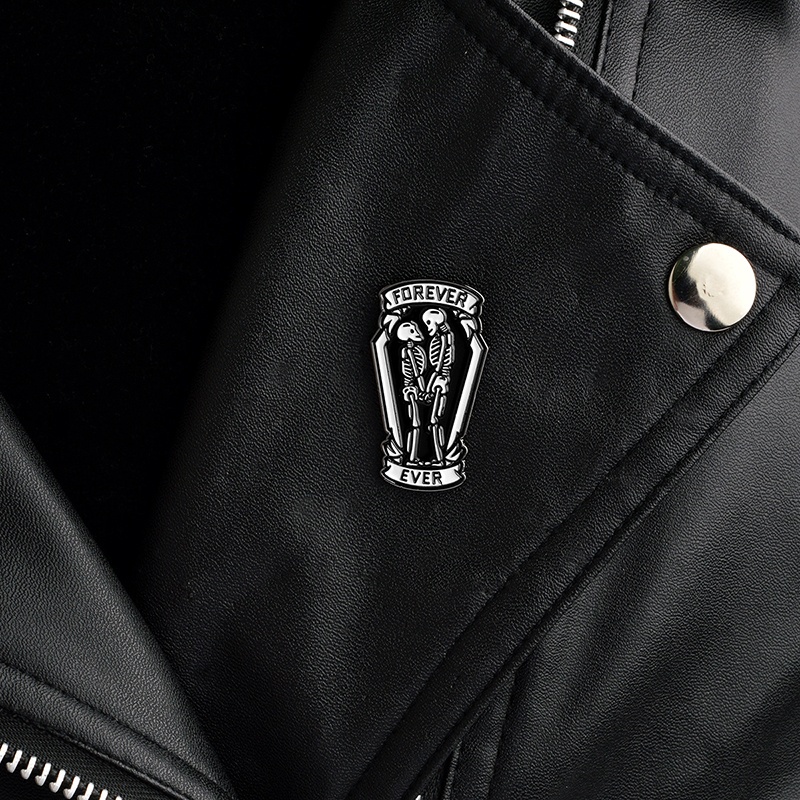 Ghim Cài Áo Hình Bộ Xương Phong Cách Punk Dành Cho Cặp Đôi