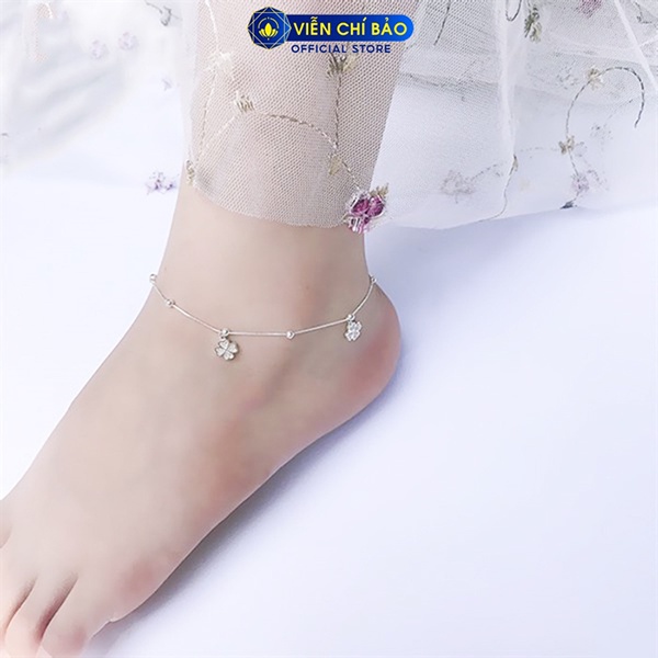 Lắc chân bạc nữ cỏ 4 lá chất liệu bạc S925 thời trang phụ kiện trang sức nữ thương hiệu Viễn Chí Bảo L400650