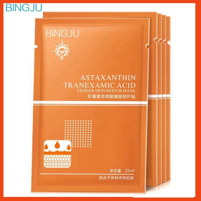 [SALE SHOCK] BINGJU – Mặt nạ chống lão hóa dưỡng ẩm Astaxanthin Tranexamic Acid Tender Skin Repair Mask BIJU07