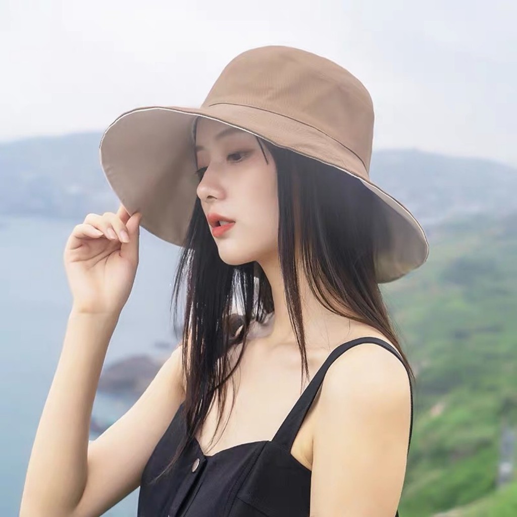 Mũ nón bucket nữ trơn 2 mặt vành rộng chống nắng phong cách Nhật Hàn; M12 - BONMIE