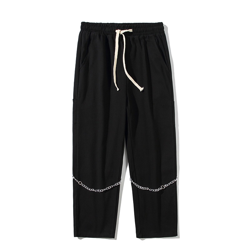 Quần Dài Ống Rộng Phối Dây Xích Phong Cách Thời Trang Hàn Quốc Dành Cho Nam Giới