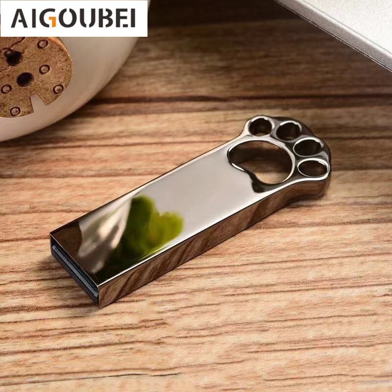 USB kim loại tốc độ cao hình chân mèo độc đáo 128gb /64gb /32gb /16gb /8gb /4gb /2gb /1gb