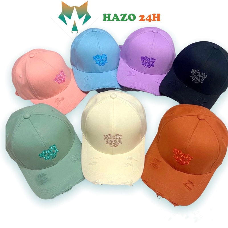 Mũ Lưỡi Trai Nón Kết Thêu Chữ Moats Sega Kiểu Rách Fashion 406 Phong Cách Ulzzang Form Unisex Nam Nữ - Hazo